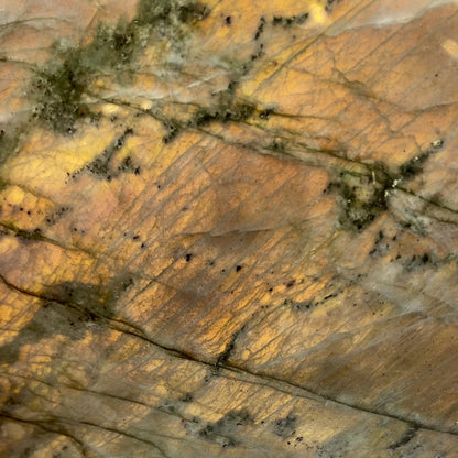Labradorit / orange- og kobbertoner - 12 x 12 cm