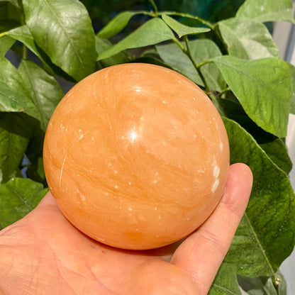 Orange calcit kugle - 9 cm