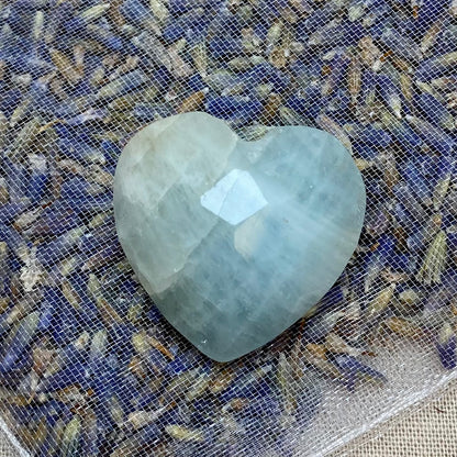 Facetteret Akvamarin hjerte 2,5 cm